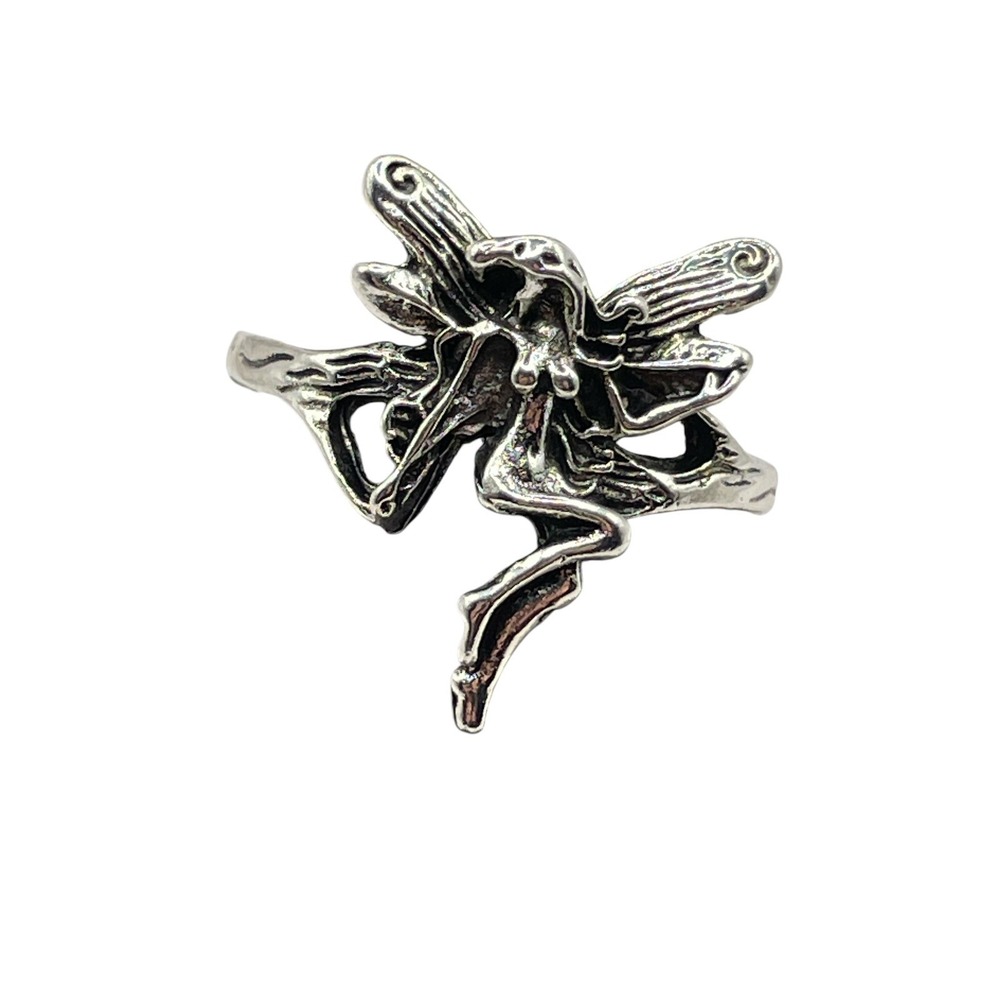 Fairly Pixie Silver Tone Erotic Fashion Ring Size 7.5 Textured Mythological NEW - Picture 3 of 10
